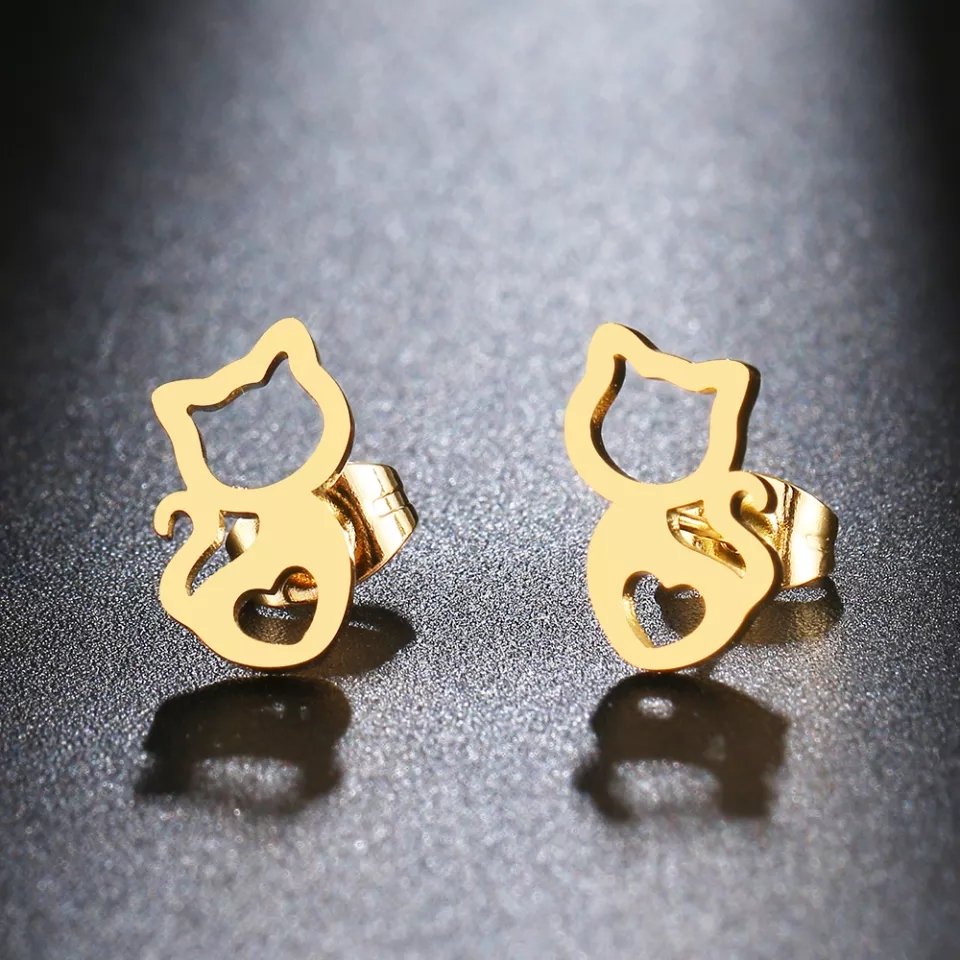 ARETES GATO SIRUETA GOLD DOT