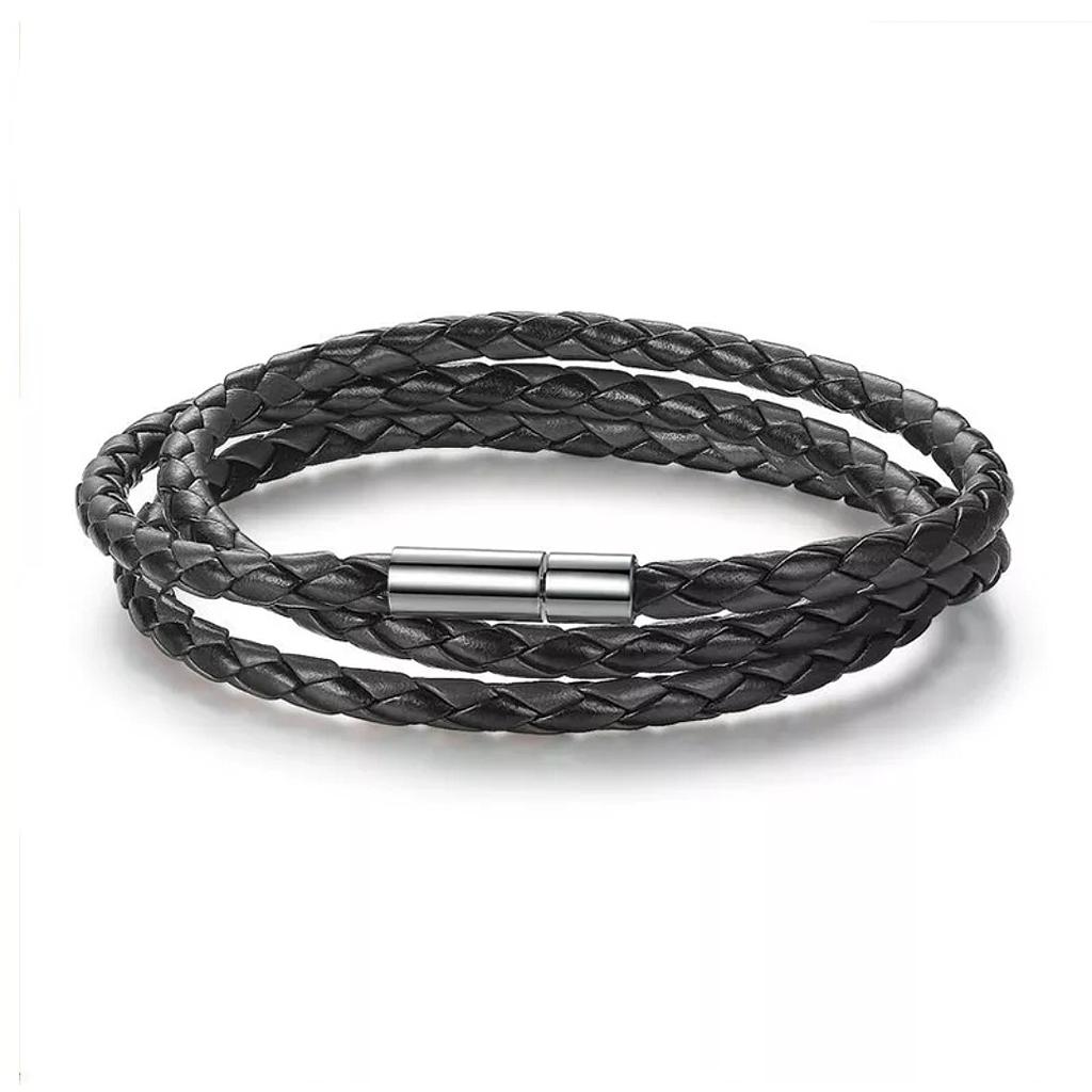 PULSERA CUERO NEGRA MEN